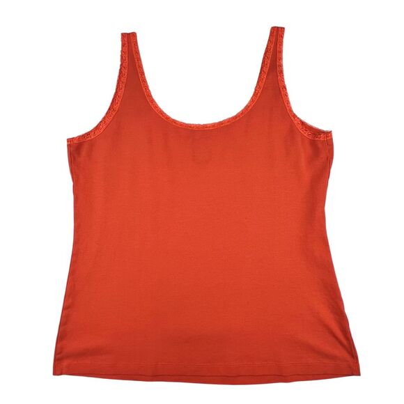 St Johns Bay Tank Womens XL Vintage Inspired Sun Kissed Orange Lace Layering Top - Picture 2 of 7
